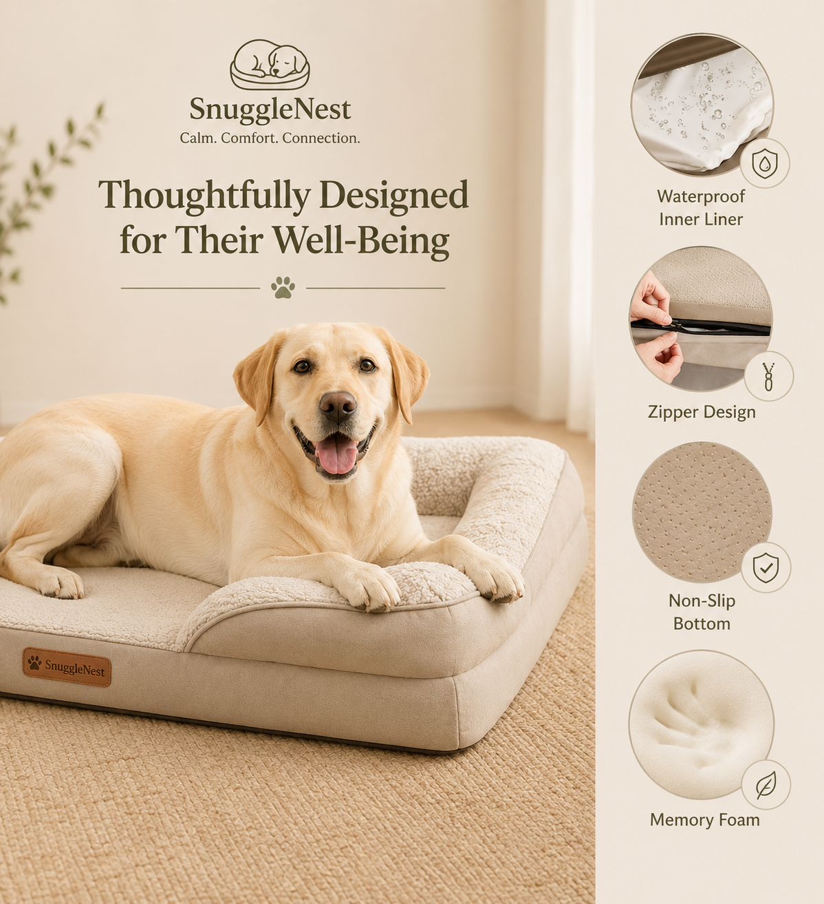 SnuggleNest™ | Premium Calming Dog Beds & Anxiety Relief Essentials