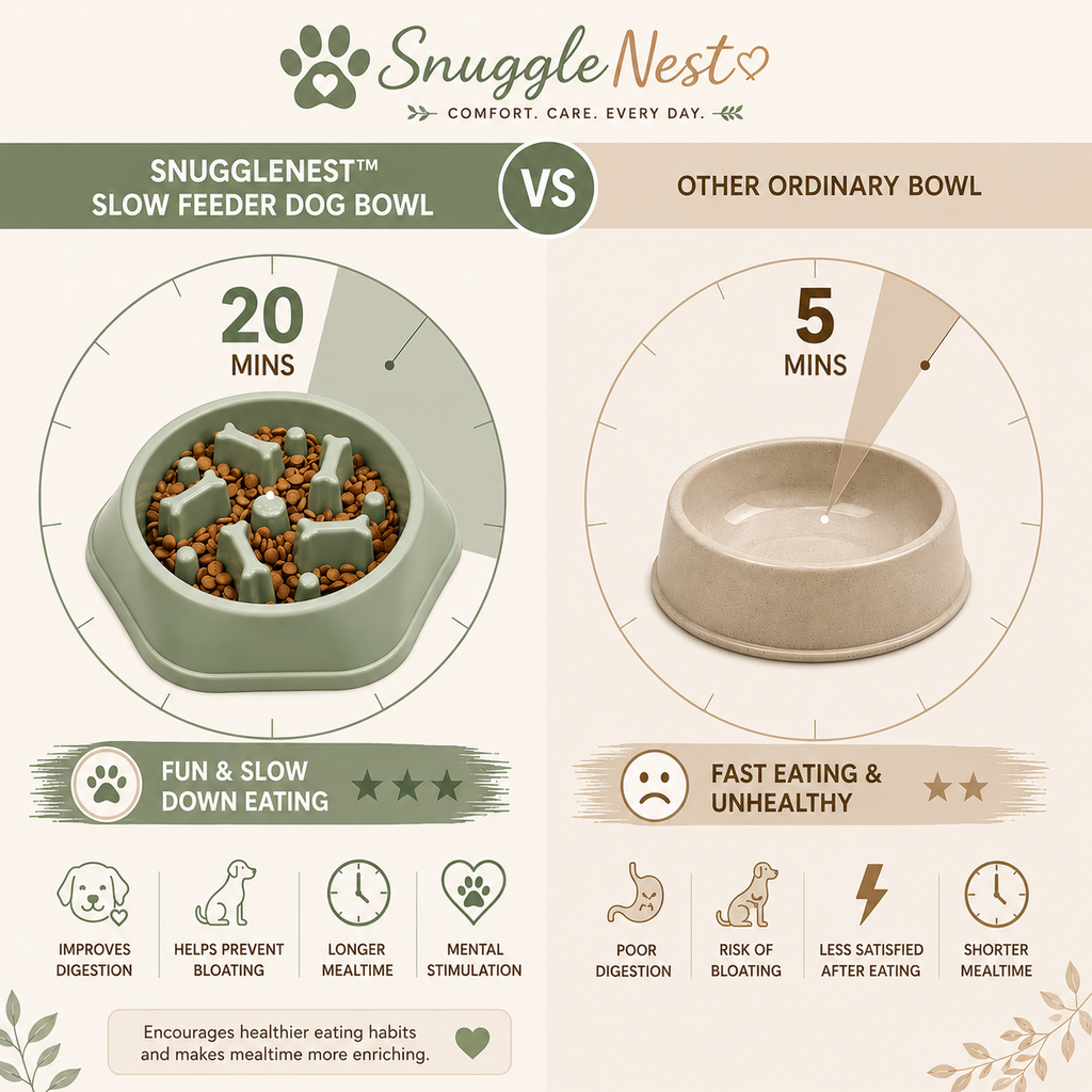 SnuggleNest™ Slow Feeder Bowl | Healthy Mealtime for Happy Pups