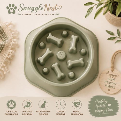 SnuggleNest™ Slow Feeder Bowl | Healthy Mealtime for Happy Pups